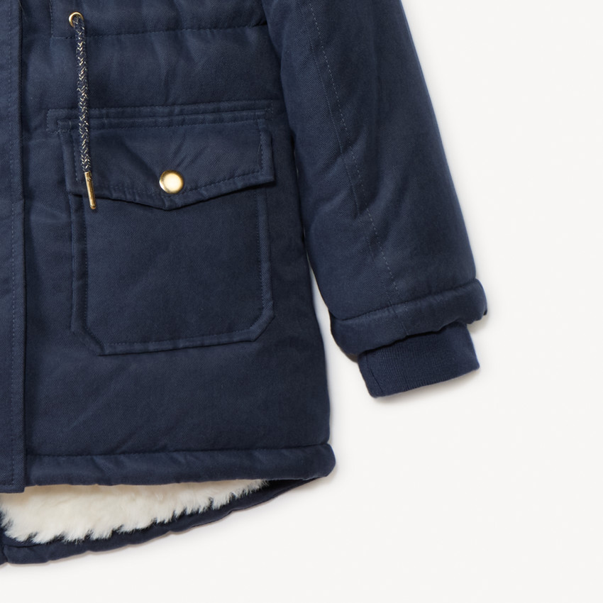 Parka déperlante à capuche effet fourrure pour fille 