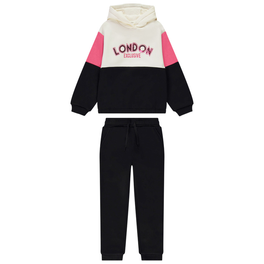 Ensemble jogging effet color block et sequins pour fille 