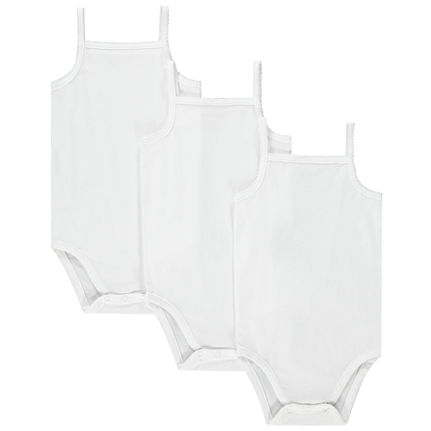 Lot de 3 bodies débardeurs blancs pour bébé fille 