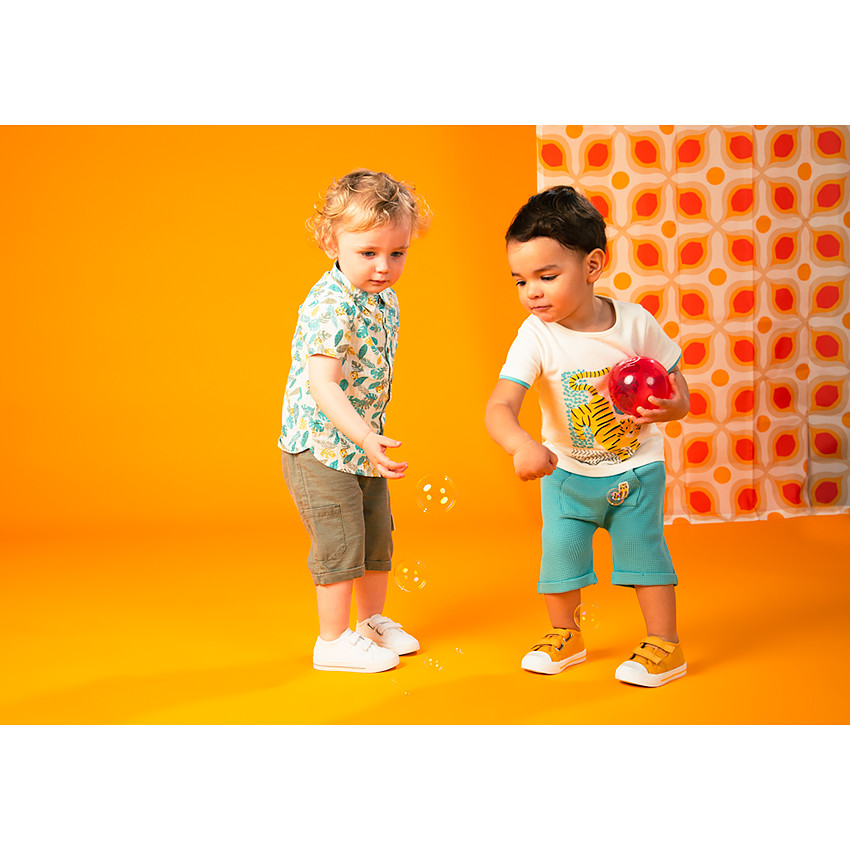 T-shirt manches courtes effet gaufré print jungle pour bébé garçon 