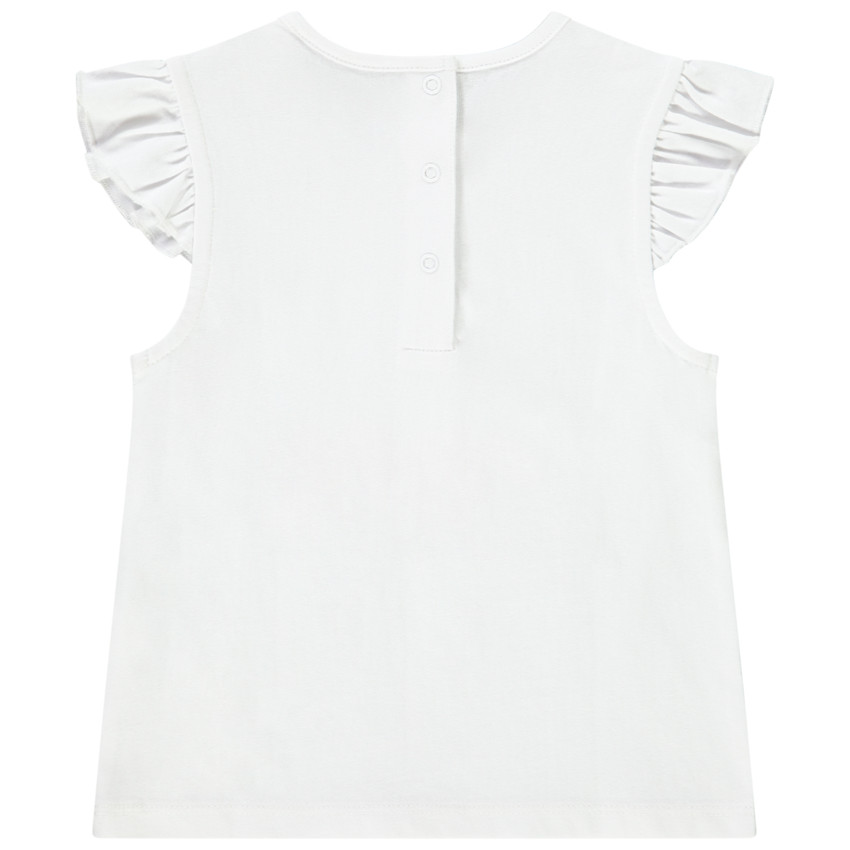 T-shirt manches courtes volantées en jersey avec print pour bébé fille 