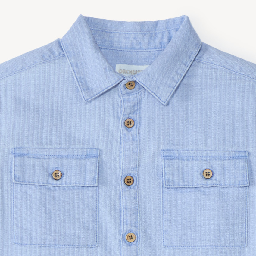 Chemise manches courtes en toile texturée garçon 