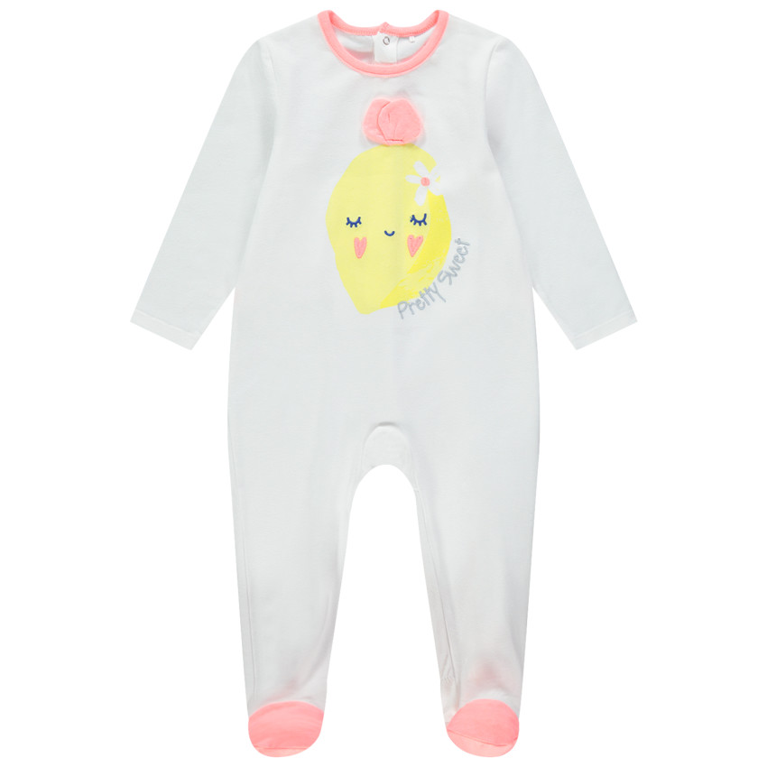 Katoenen pyjama met citroenprint en reliëfdetails 