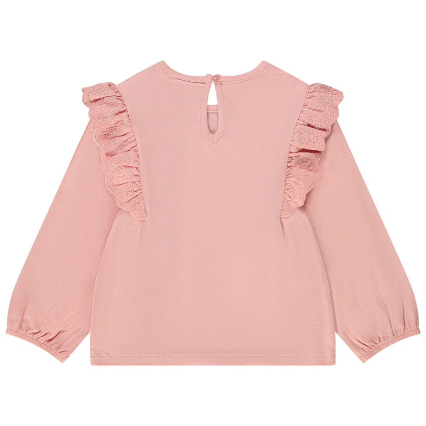 T-shirt manches longues volantées et brodées pour bébé fille 