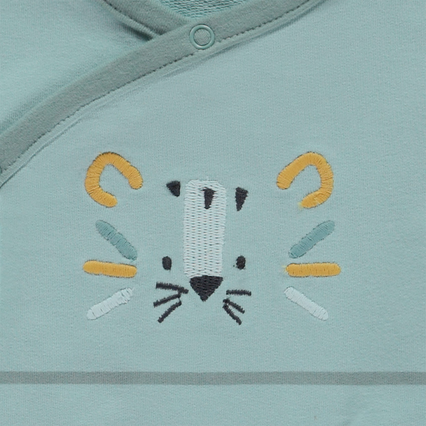 Dors-bien molleton rayé broderie tigre pour bébé garçon 