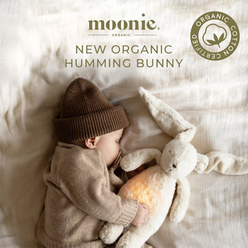 Veilleuse peluche Son & Lumière Lapin Nature Bio Cappuccino   