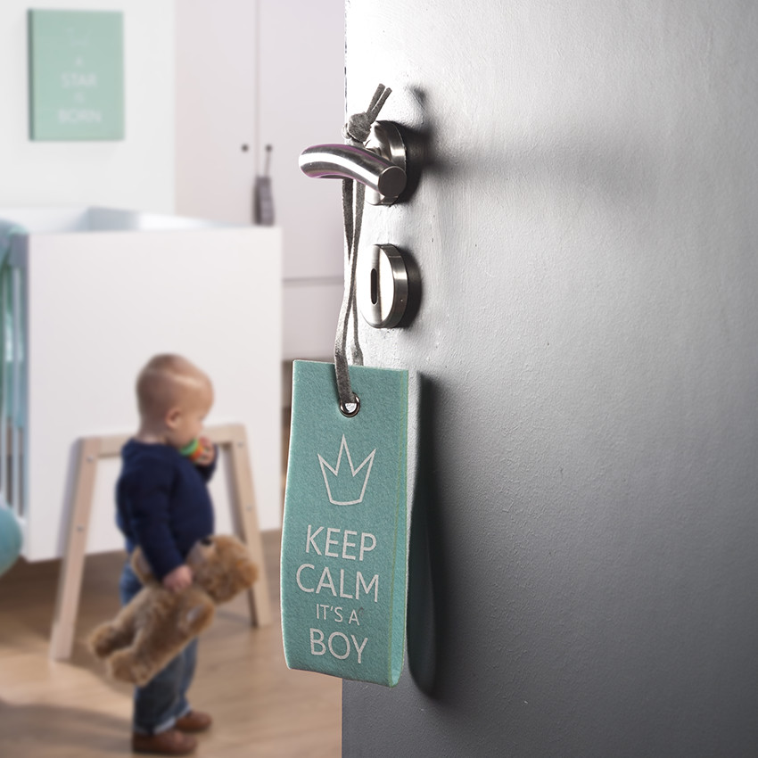 Vilten deurhanger Keep Calm - Mint blauw 