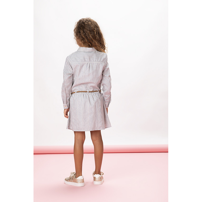 Robe chemise rayée à manches longues pour fille  