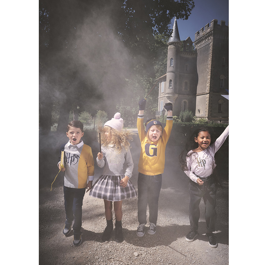Handschoenen in contrasterend gestreept tricot, voor jongens. 