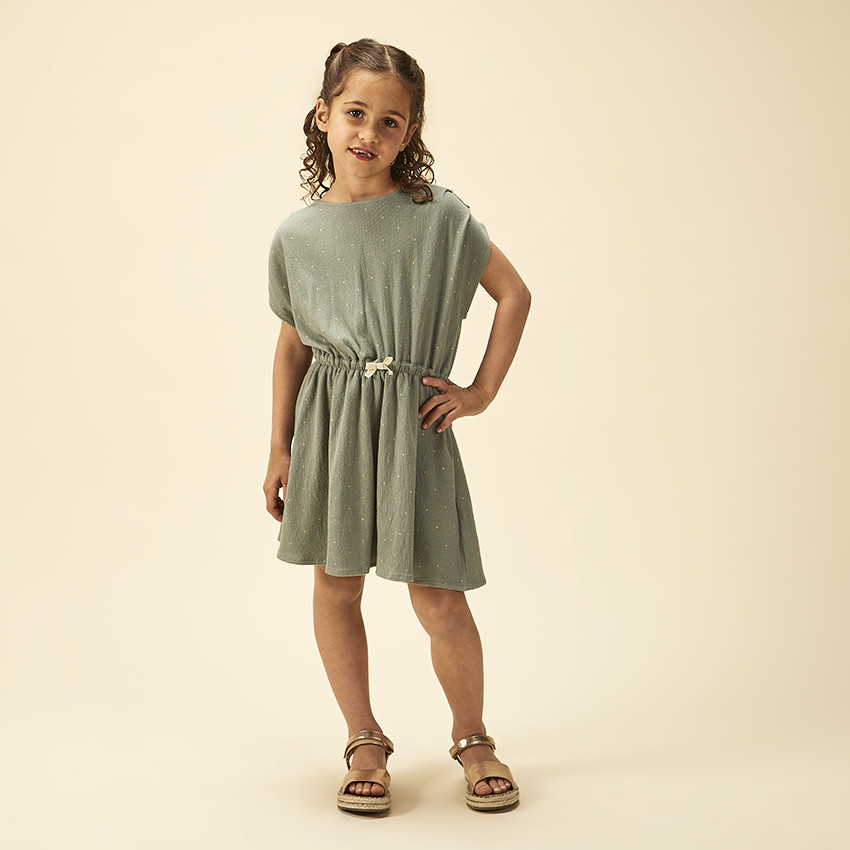 Robe manches courtes imprimée effet froissé pour fille 