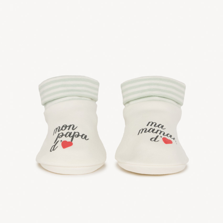 Pantoffels met print "Mijn lief papa/Mijn lief mama" voor baby 