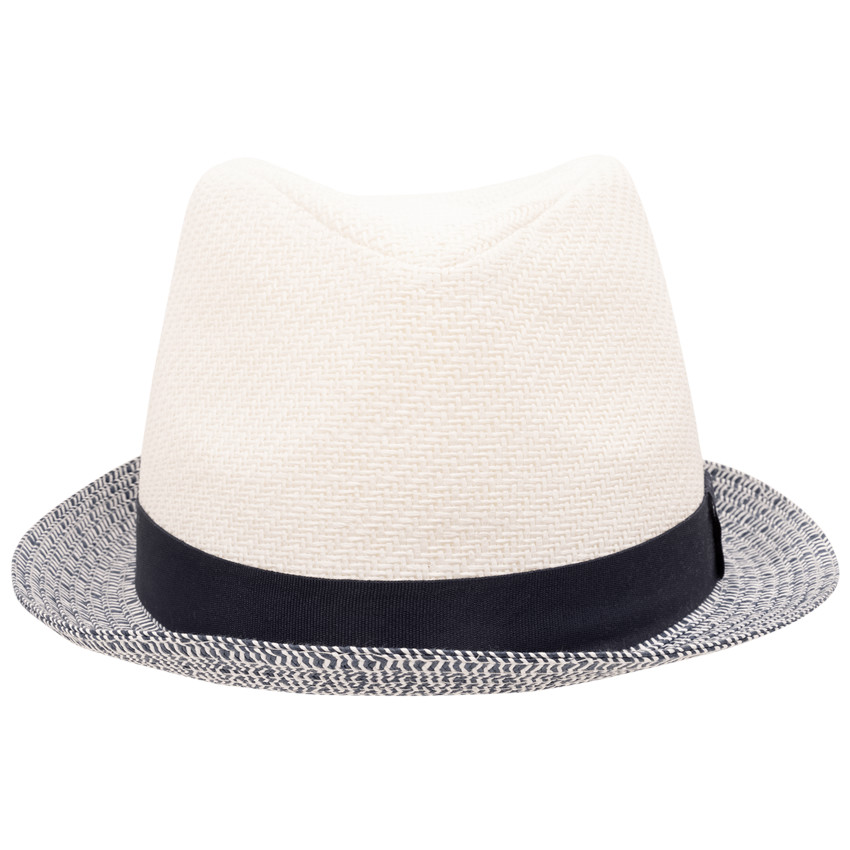 Tweekleurige gevlochten strohoed met galon voor jongen 