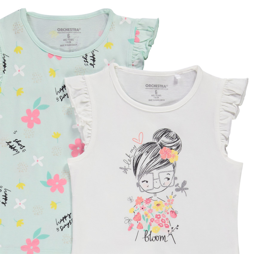 Set van 4 t-shirts in fantasie jersey voor meisjes 