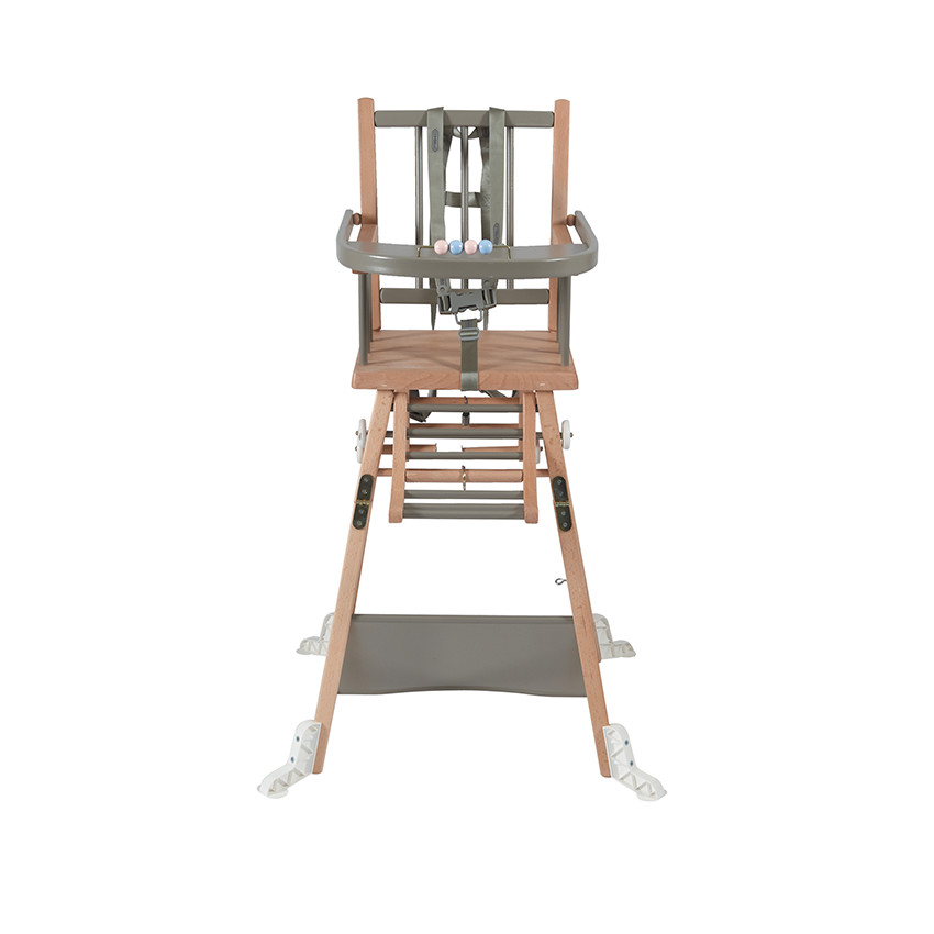 Omvormbare traditionele kinderstoel Marcel – Natuurlijk en Grijs 