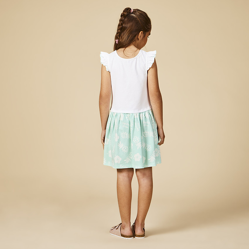 Jurk met korte mouwen 2-in-1 effect print met pailletten voor meisjes 