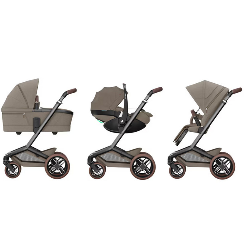 Poussette Fame + Nacelle Twillic Truffle/Brown Leather 