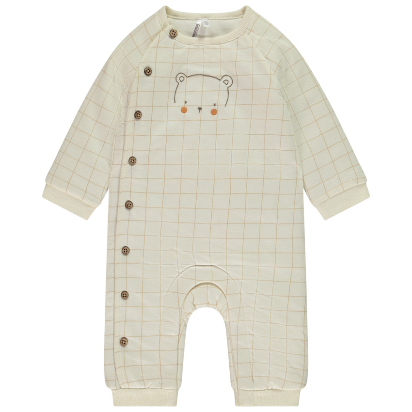 Lange jumpsuit met geborduurde beer voor baby jongen 