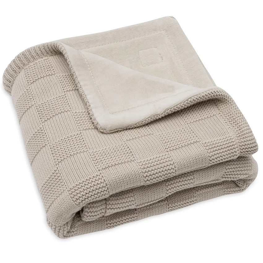 Couverture berceau Tricot carré - Sable chaud/Velvet - 75x100 cm 