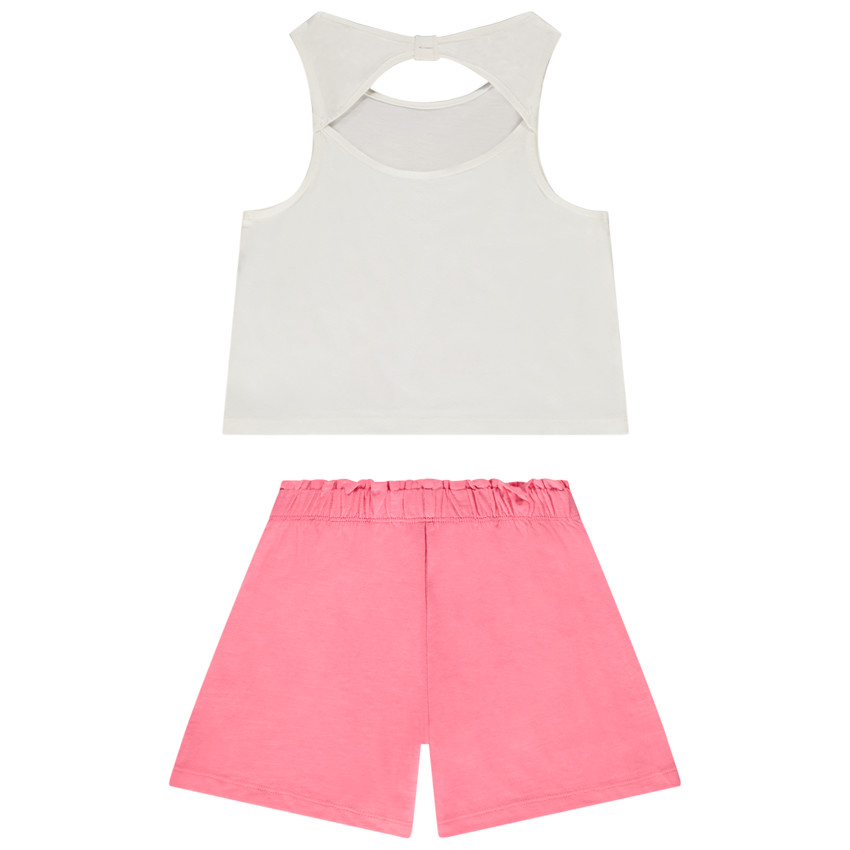 Ensemble 2 pièces en jersey débardeur printé + short uni pour fille 