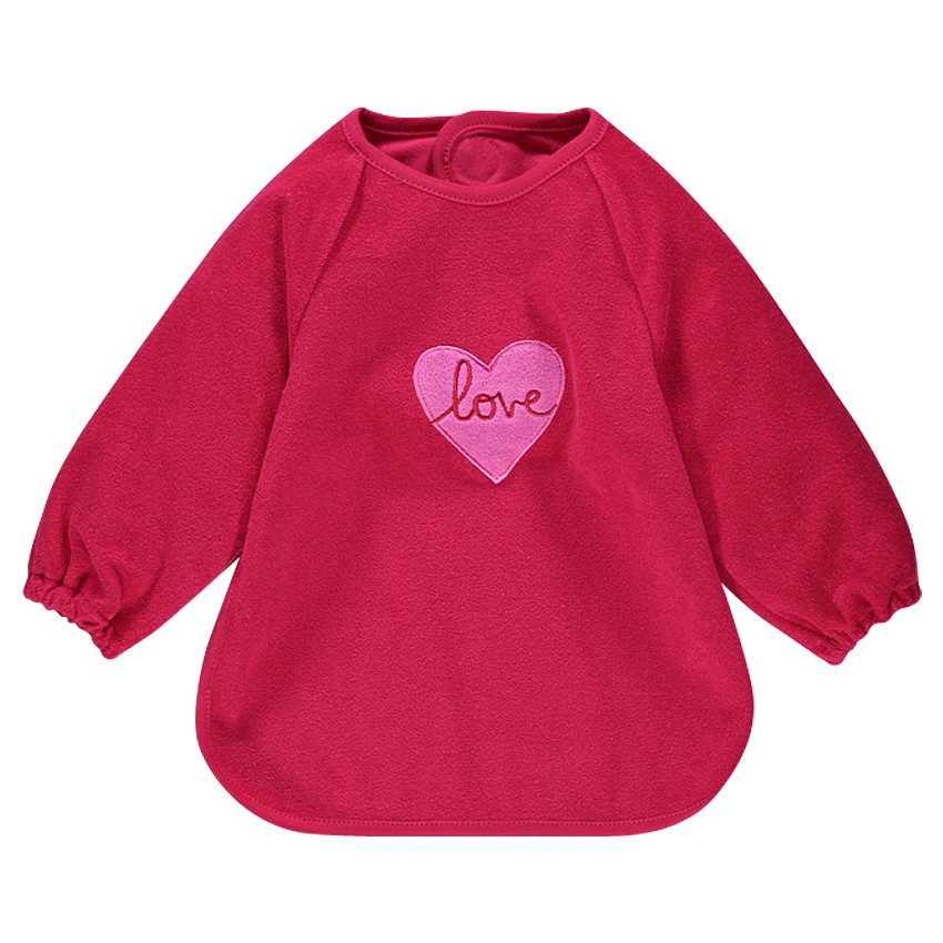 Bavoir manches longues doublé PVC avec motif brodé 