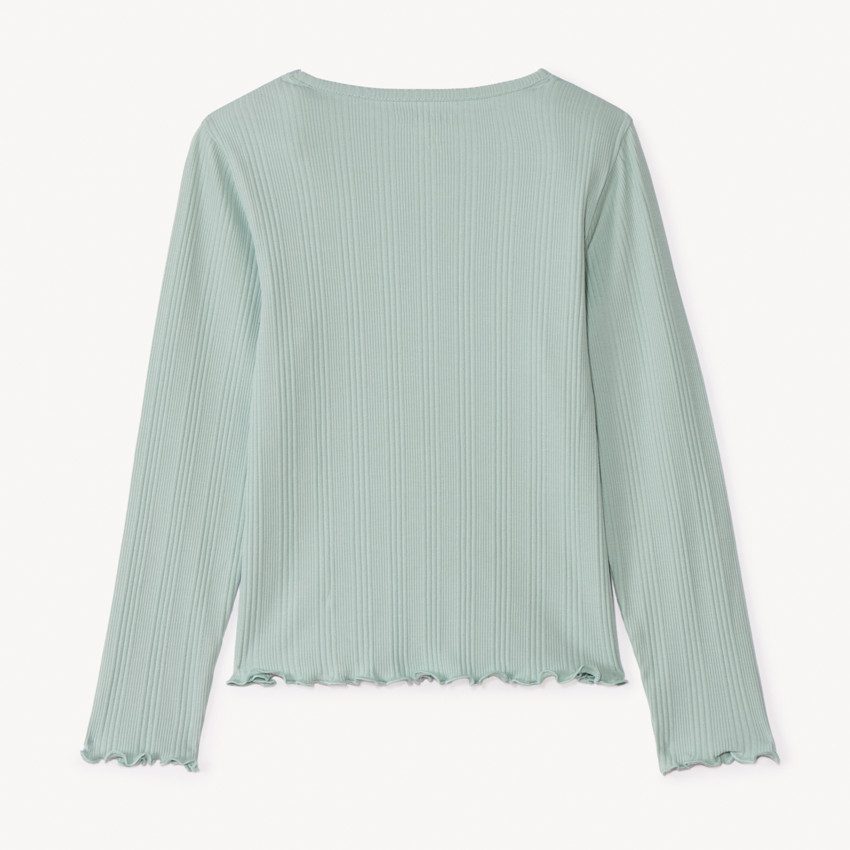 T-shirt manches longues côtelé brodé cœur fille 