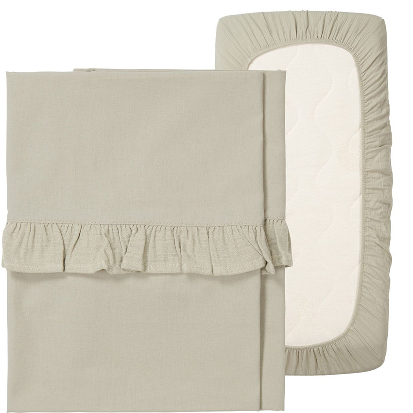 Set berceau Drap housse et Drap Ruffle Combi Faroo Sage TOG 0.1 