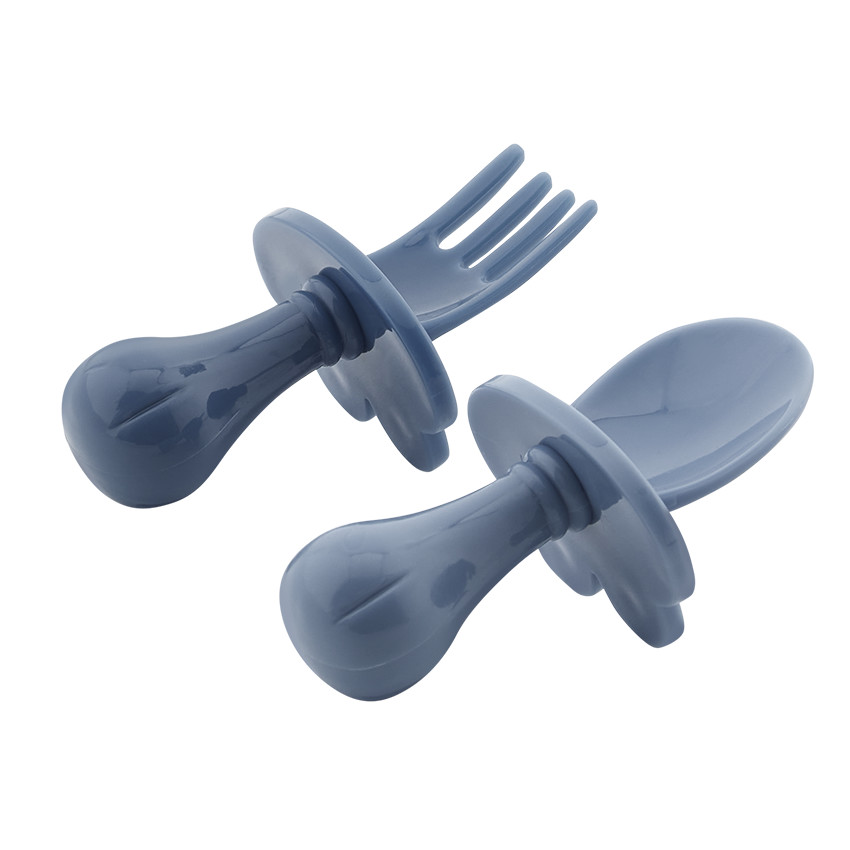 Lot de 2 couverts ergonomiques montessori Miamix bleu 