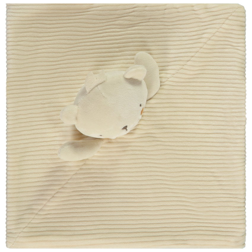 Doudou plat en velours côtelé ourson pour bébé 