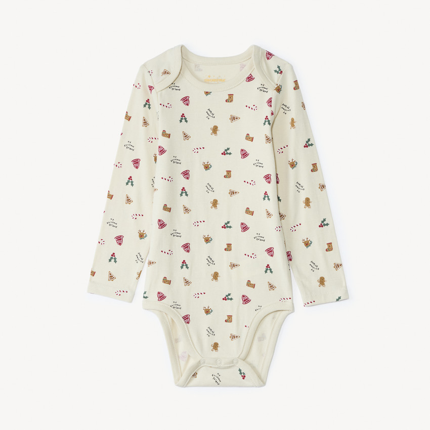 Set van 2 kerst rompertjes met lange mouwen voor jongens, met verschillende openingen afhankelijk van de leeftijd. 