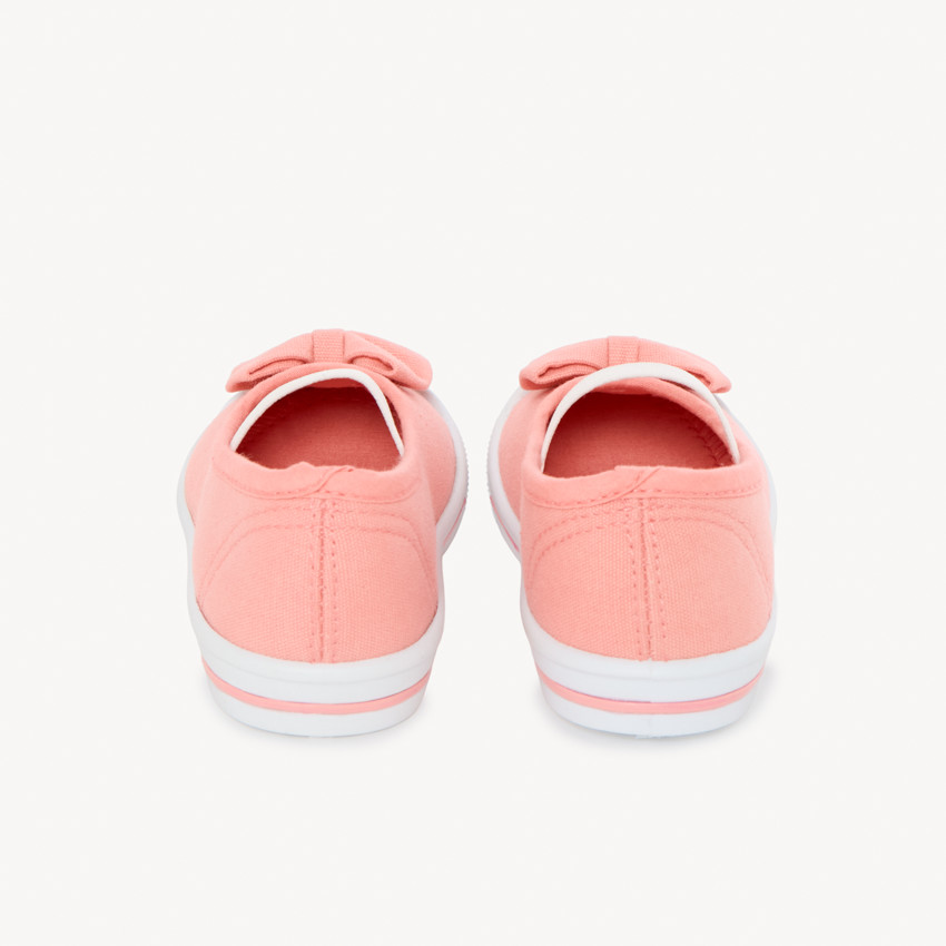 Babyschoenen van canvas met strik en bandje voor meisjes 