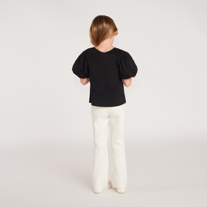 T-shirt manches courtes fille fleurs en cording 