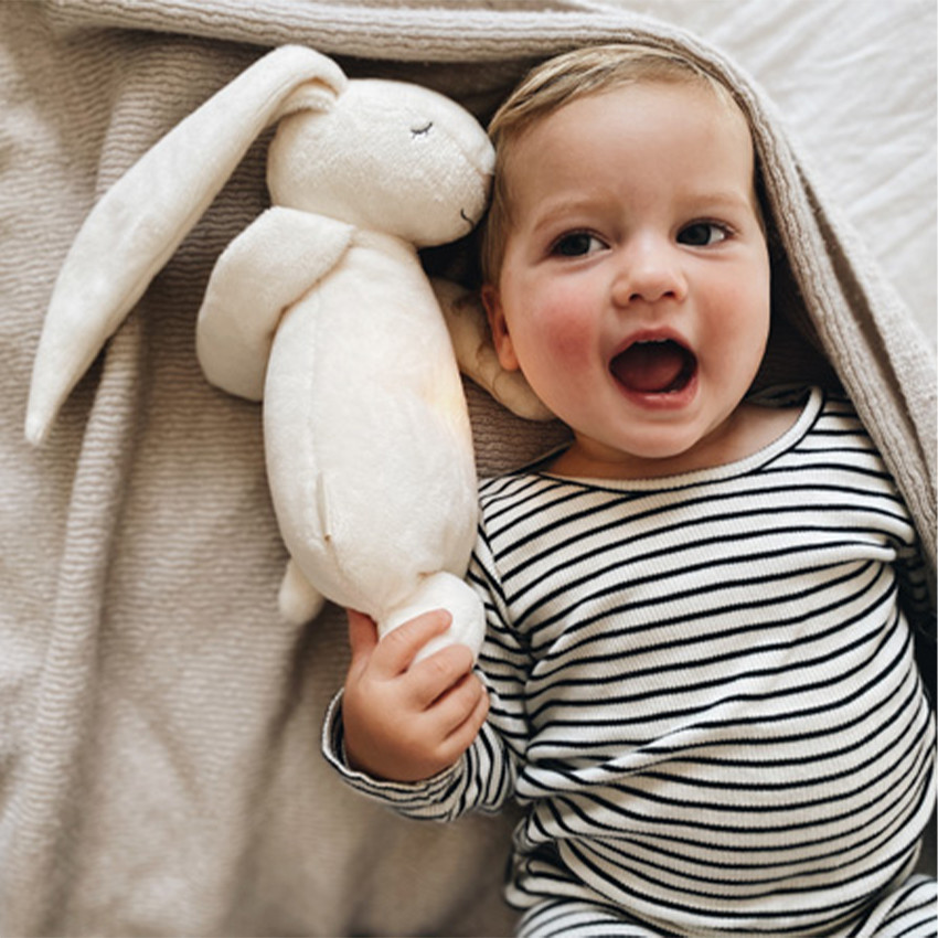Doudou veilleuse Son et Lumière Cloud Gris/Rose 