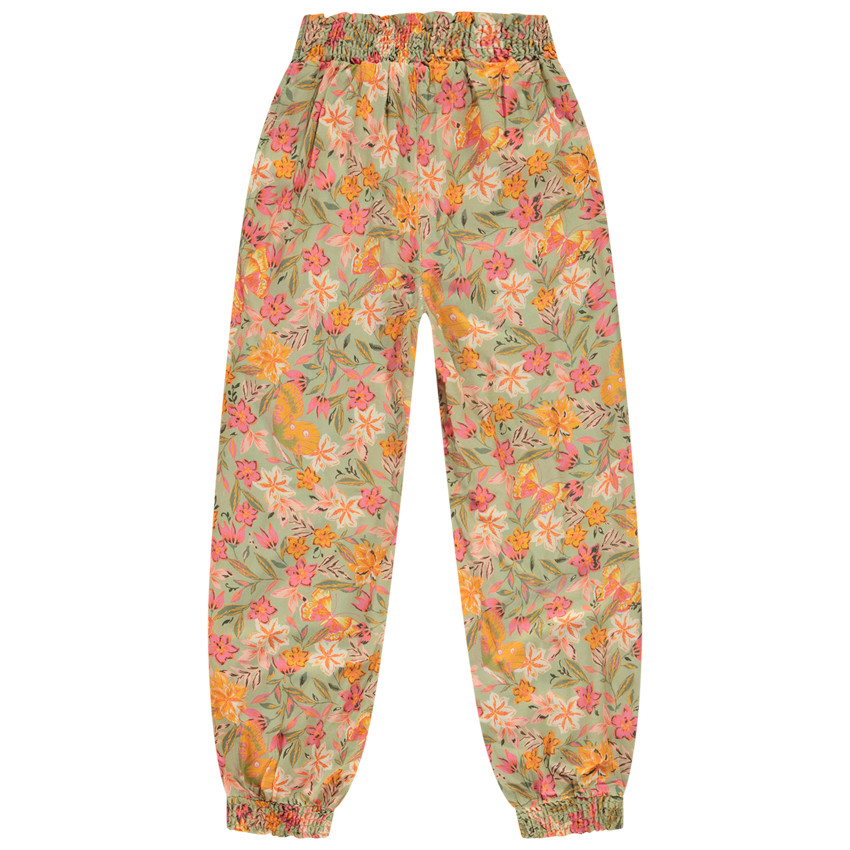Vloeiende broek met smocks en bloemenprint voor meisjes 