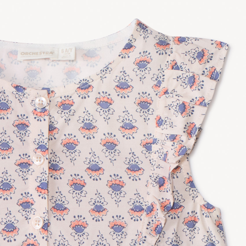 Tuniek met korte mouwen en bloemenprint voor meisjes 