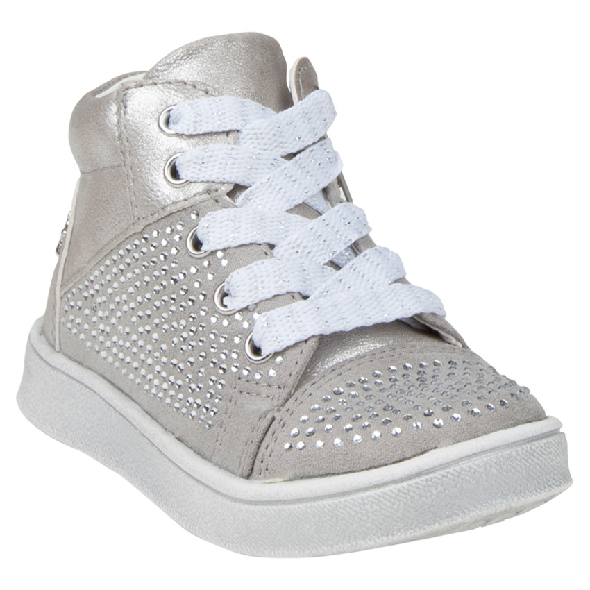 Laarsjes zilverkleur met strass 