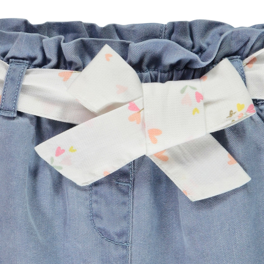 Short van stof met strikceintuur voor baby meisjes 