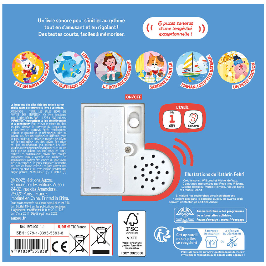 Boek FR soundboek "Mes comptines pour rigoler" 1jaar+ 