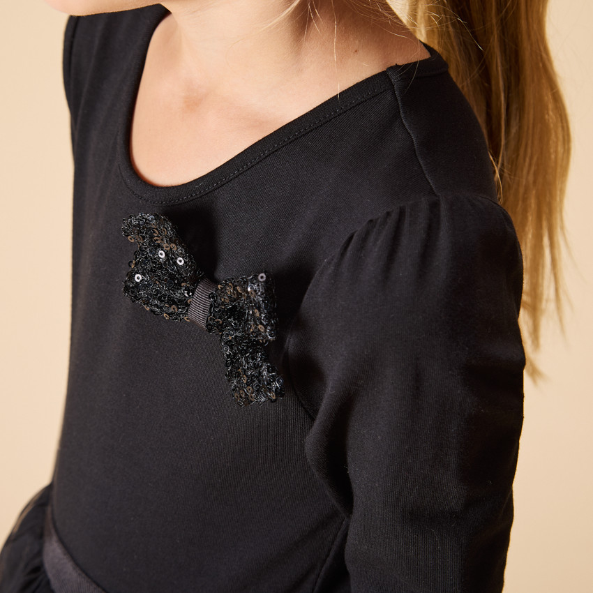 Feestjurk met lange mouwen en 2-in-1 effect met pailletten voor meisjes 