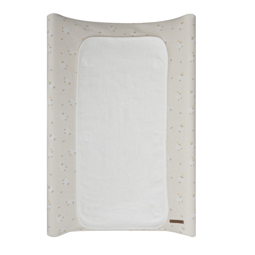 Housse de matelas à langer imprimé moutons La Vie à la Ferme beige 