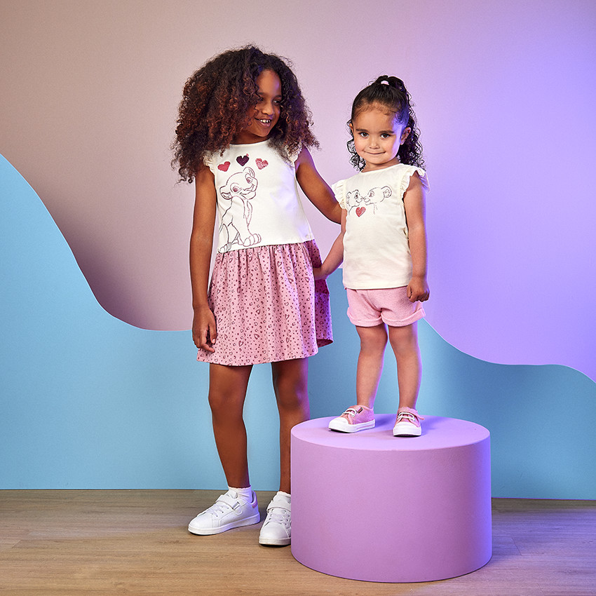 T-shirt korte mouwen print De Leeuwenkoning voor baby meisje 