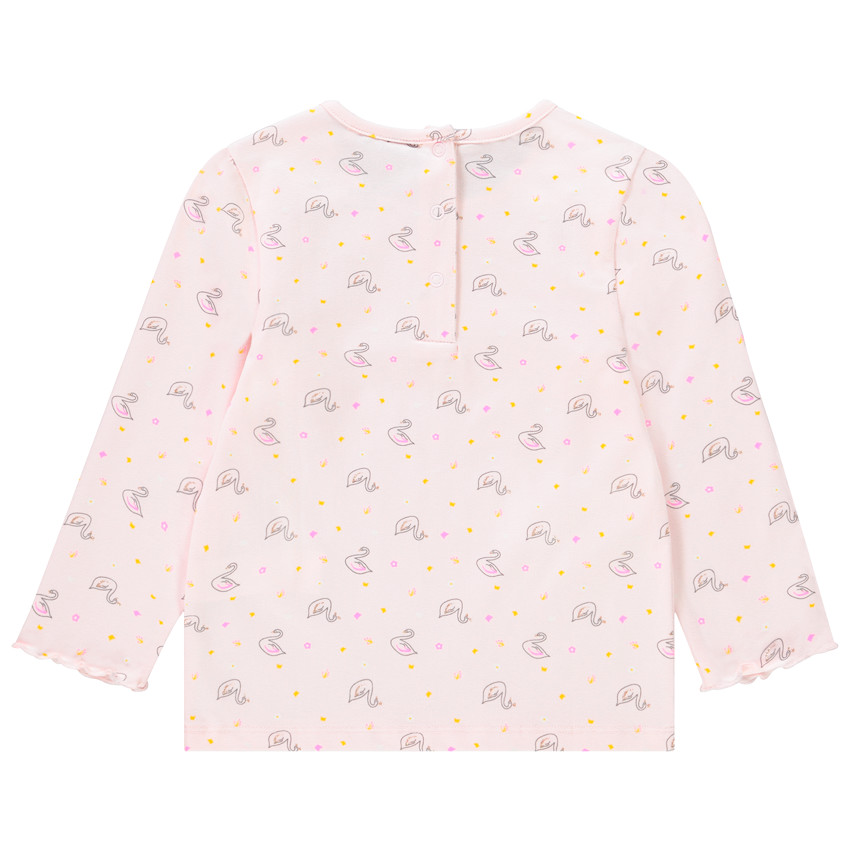 T-shirt manches longues rose imprimé cygnes pour bébé fille 