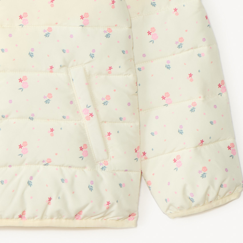 Doudoune fine matelassée à capuche imprimé fleuri fille 