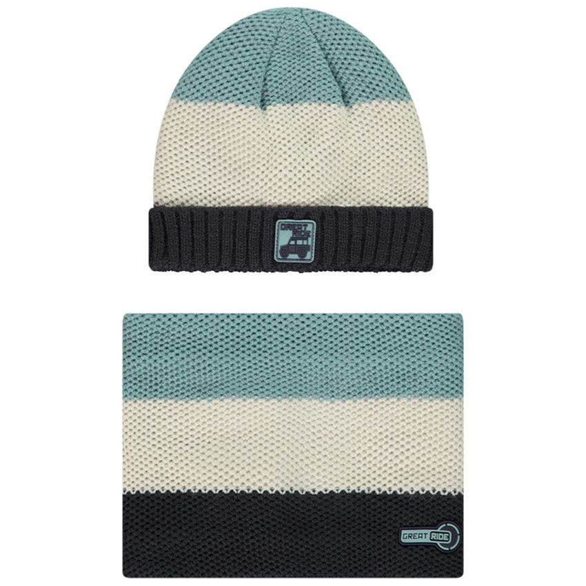 Ensemble bonnet + snood doublé en sherpa pour garçon  