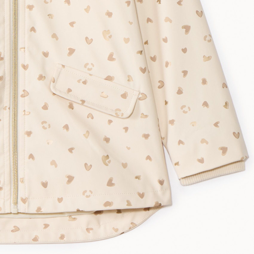 Parka gomme imprimé cœurs pailletés pour fille 