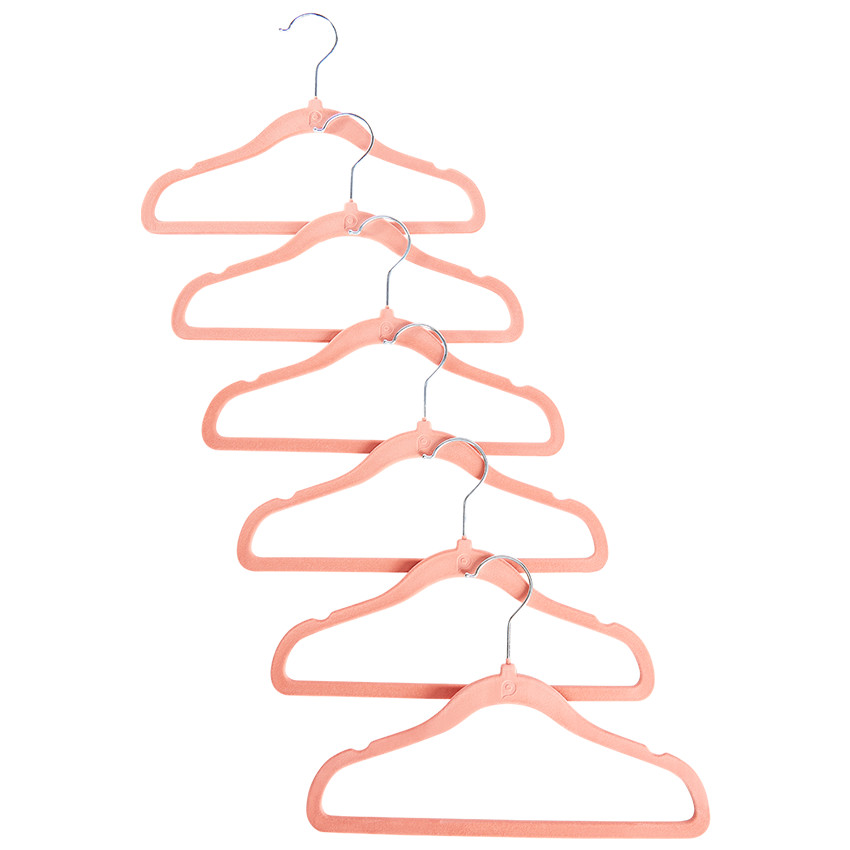 Lot de 6 cintres en velours terracotta 