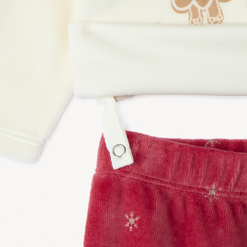 Set pyjama velours de Noël pour bébé fille avec finitions différentes selon l'âge 