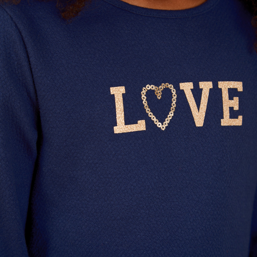 Robe bi-matière imprimé coeurs pour fille 