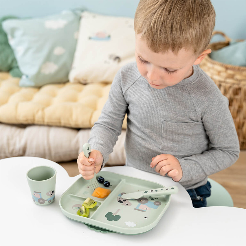 Pack vaisselle premier repas Tiny Farm vert Foodie  