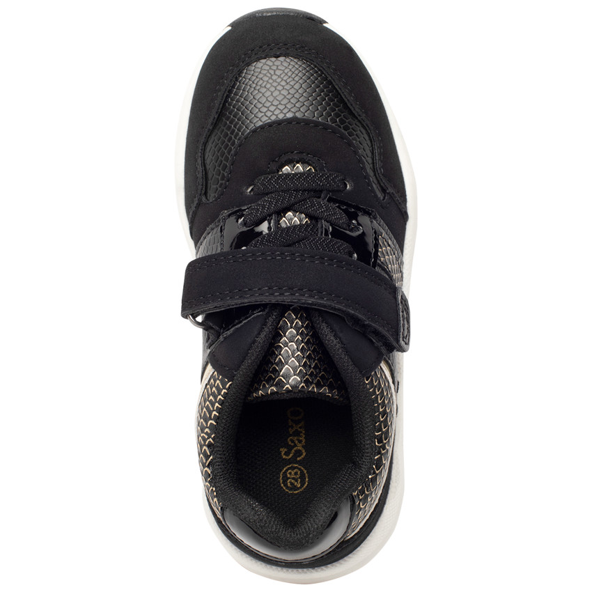 Baskets de sport avec empiècements dorés et serpent pour fille 