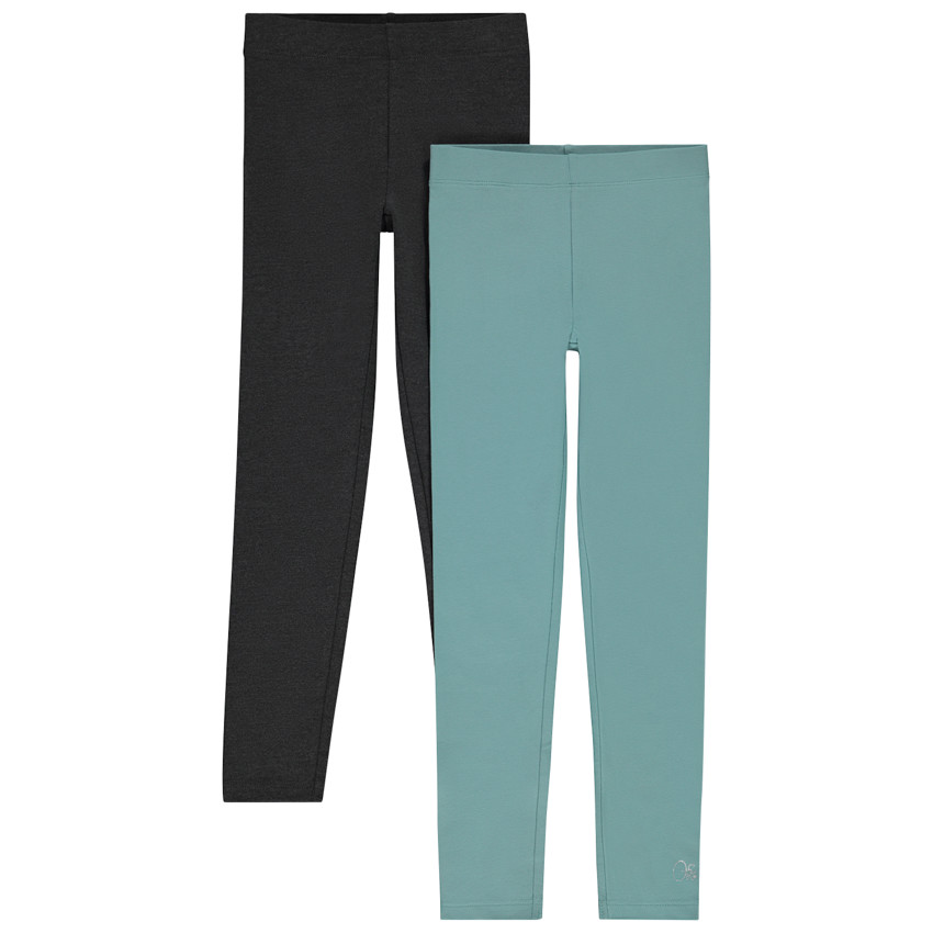 Lot de 2 leggings unis avec foil print fille 